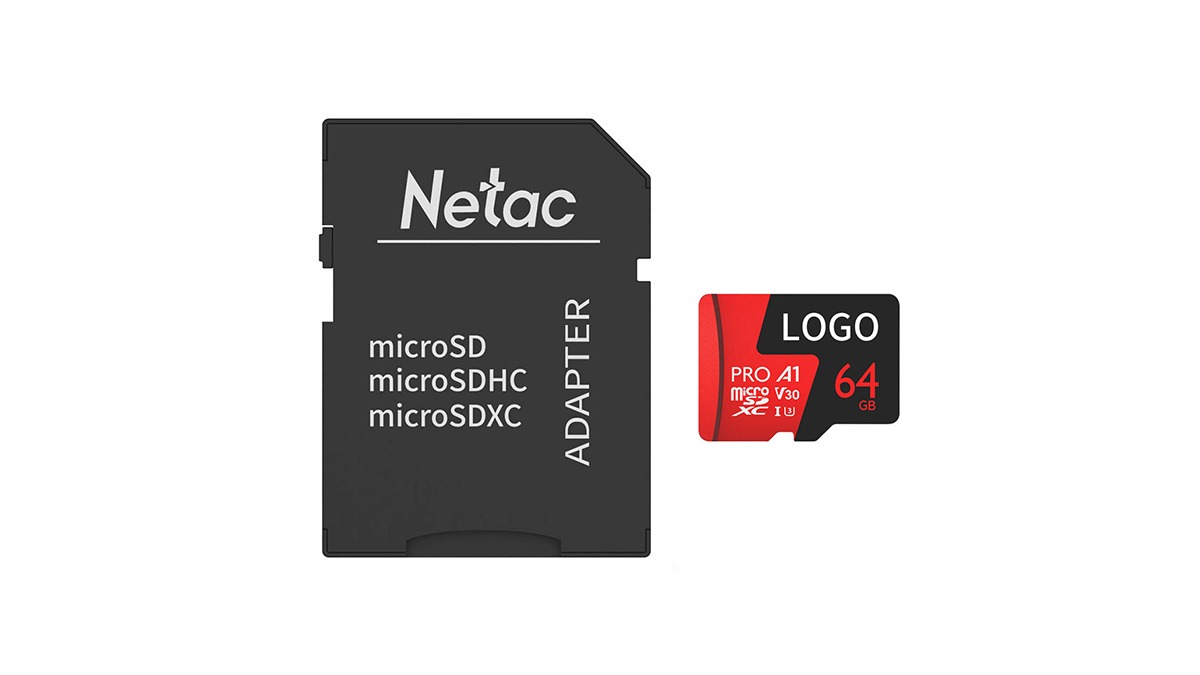 Netac p500 Pro 64GB microSDHC class 10 მეხსიერების ბარათი (გადამყვანით)