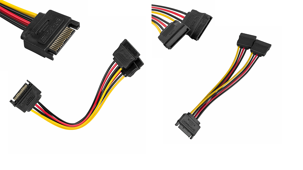 kingda KDSATA0201 SATA Power Split Cable Male to Dual Female Hard Drive 15pin