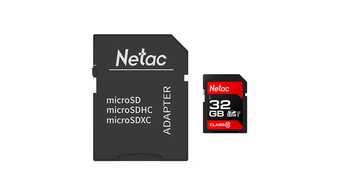 Netac p500 Pro 32GB microSDHC class 10 მეხსიერების ბარათი (გადამყვანით)