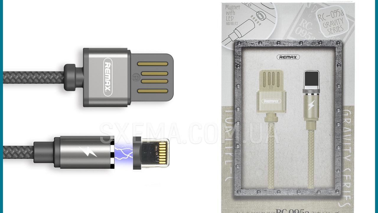 REMAX RC-095i USB lightning მაგნიტური