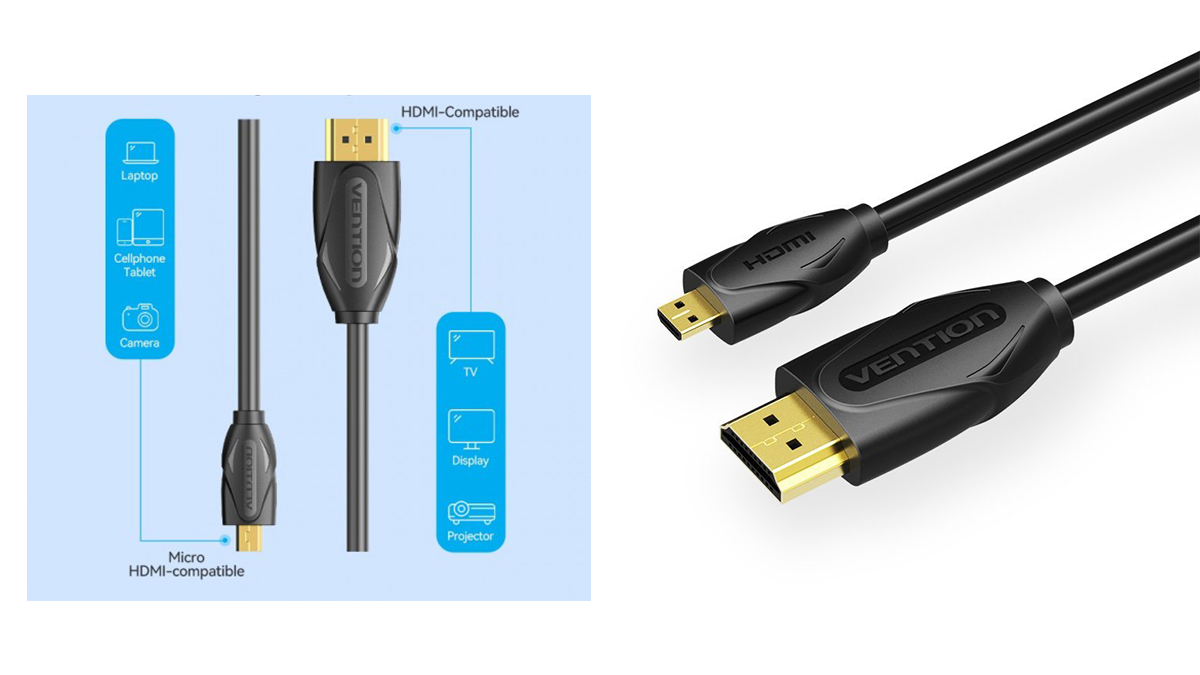 Vention VAA-D03-B150 Micro HDMI to HDMI ადაპტერი კაბელი 1.5მ