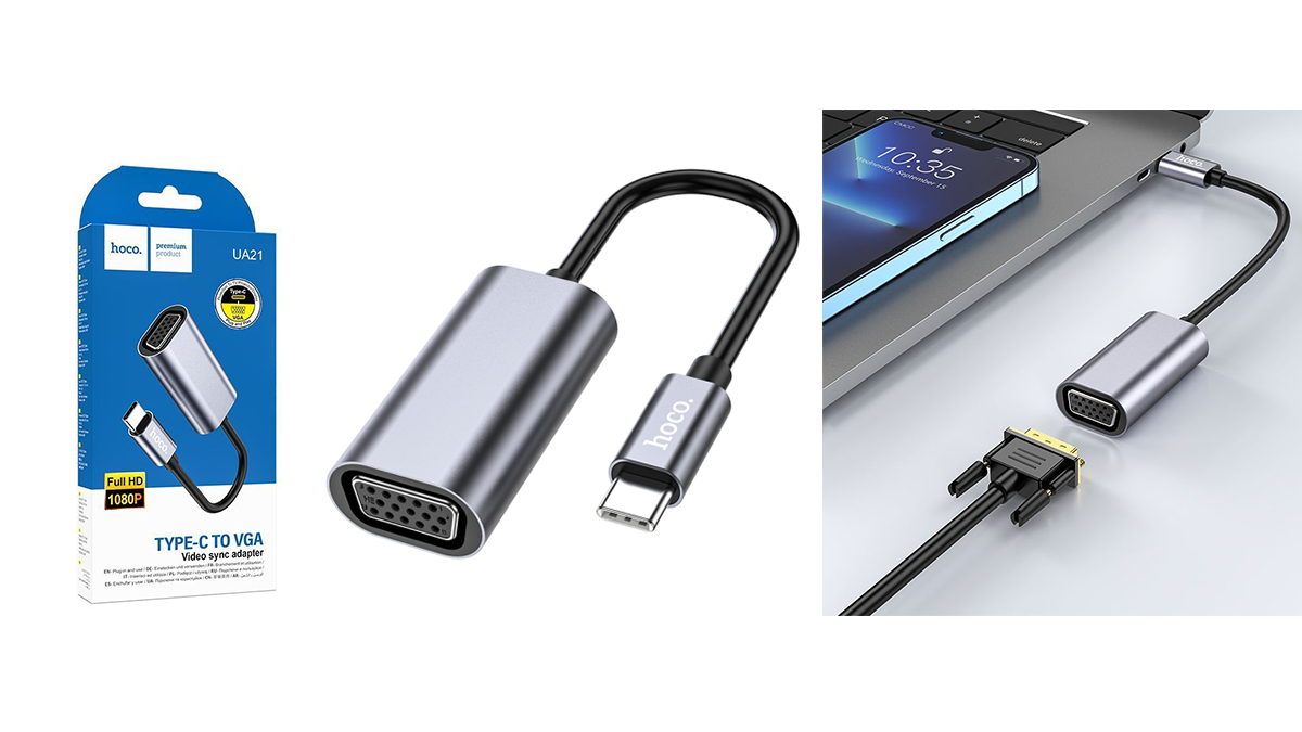 HOCO UA21 გადამყვანი ჰაბი USB-C to VGA