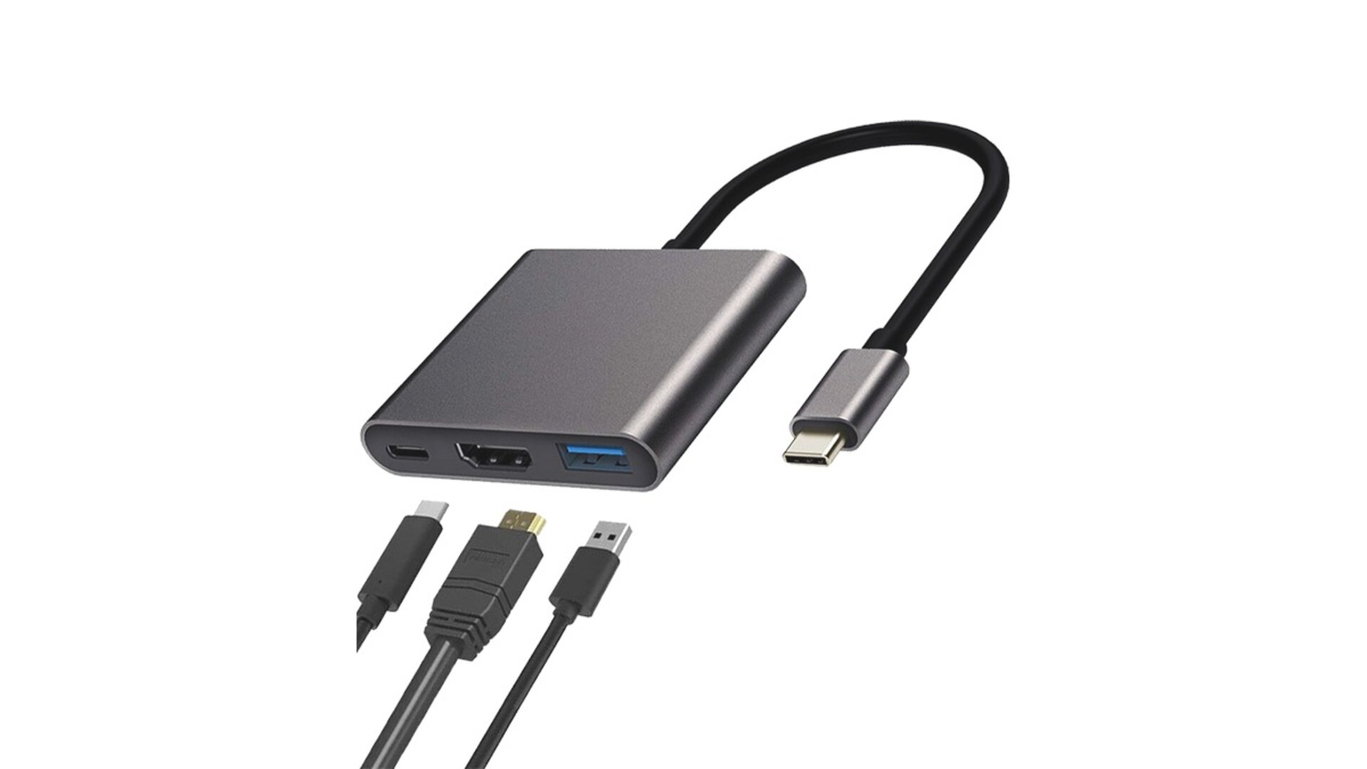 გადამყვანი ჰაბი FT-H07B USB-C to HDMI 4K+ USB charging 3.0 + USB-C PD