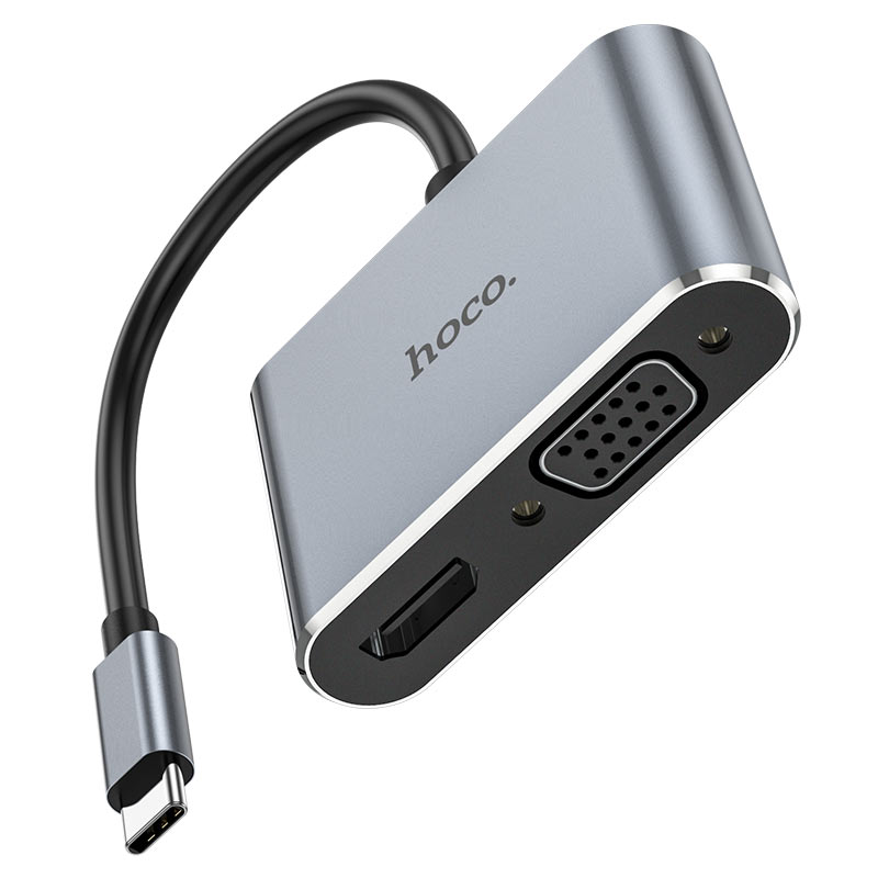 HOCO HB29 გადამყვანი ჰაბი USB-C to HDMI+VGA