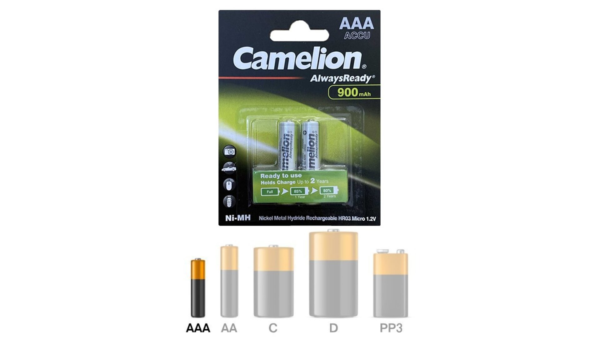 Camelion AAA 900mAh აკუმულატორი ელემენტი (2ცალი)